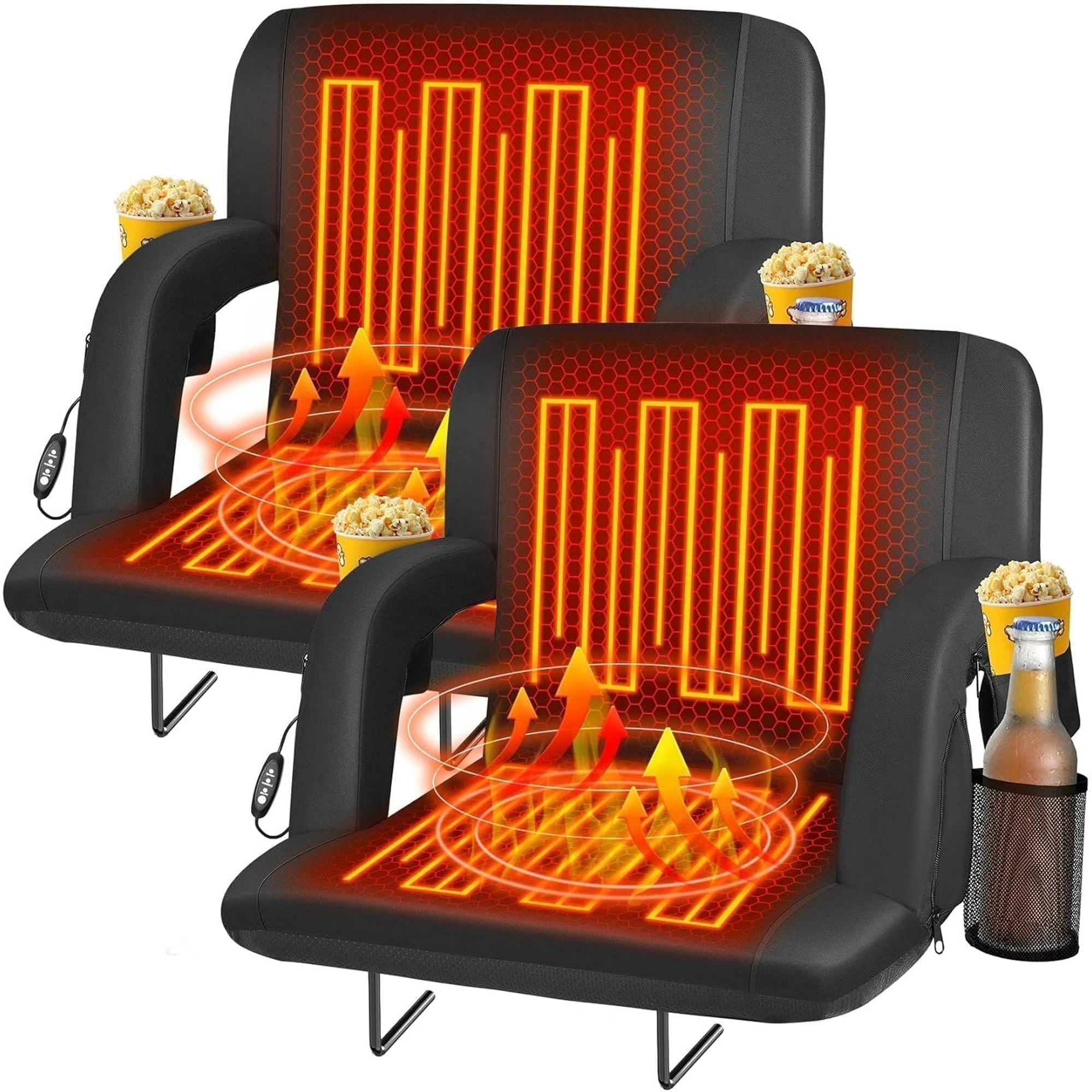 Walmart sales :  Walmart Black Friday Deals 2025 - PNKKODW 21" 2PCS Foldable Heated Stadium Seats for Bleachers w/ Back Support, Extra Portable Bleacher Seat, USB 3 Levels of Heat, 5 Pockets for Outdoor Camping Games Sports(No Battery)