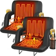 PNKKODW 25" Heated Stadium Seats for Bleachers w/ Back Support, Extra Portable Bleacher Seat Foldable Stadium Chair, USB 3 Levels of Heat, 5 Pockets for Outdoor Camping Games Sports(No Battery)