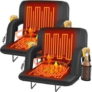 PNKKODW 23" 2PCS Heated Stadium Seats for Bleacher with back support, wide cushion, USB 3-heat, 5 pockets, fortable portable for camping, games, sportsNo Battery
