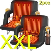 PNKKODW 25 2pcs Dual-Sided Heated Stadium Seats for Outdoor Stadium Match Training, Protable Bleachers Seat with Back Support, 3 Levels Heating, 5 Pockets PortableNo Battery