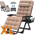 thumbnail image 1 of PNKKODW Oversized 29" XL Zero Gravity Chair w/Upgraded Lock and Wider Cup Holder,Removable Cushion&Headrest&Footrest, Camping Reclining Lawn Chair for Patio Outdoor Office,Beige, 1 of 9