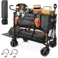 thumbnail image 1 of PNKKODW 400L Foldable Double Decker Wagon, 550LBS Capacity, 360° Handle, All-Terrain Wheels, for Beach/Camp, Black, 1 of 9