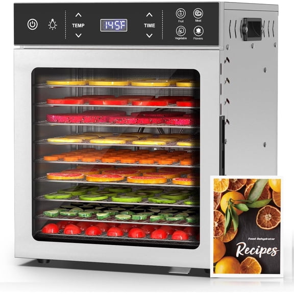 PNKKODW 400W Food Dehydrator,10 Trays Stainless Steel Electric Dehydrator Machine with Temperature Control,Adjustable Timer,Digital Food Dryer for Herb,Dog Treats,Meats & Veggies