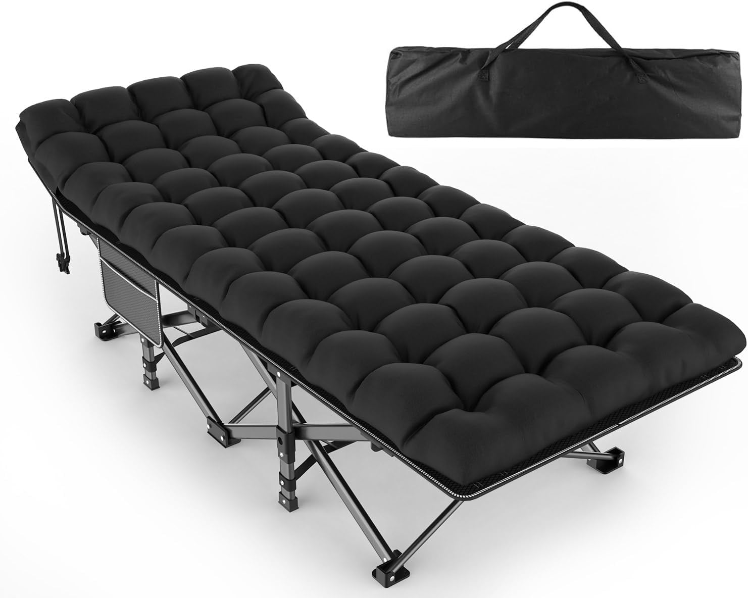 PNKKODW 28 Outdoors Folding Cot with 2 Sided Mattress - 75" x 28" Cot, 1200D Oxford with Carry Bag for Camp Travel Guest