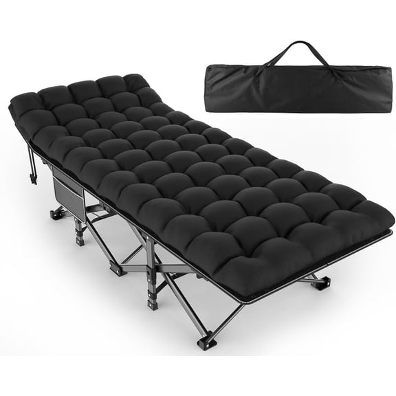 PNKKODW 28 Outdoors Folding Cot with 2 Sided Mattress - 75" x 28" Cot, 1200D Oxford with Carry Bag for Camp Travel Guest