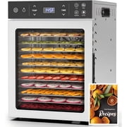 PNKKODW 800W Food Dehydrator,12 Trays Stainless Steel Electric Dehydrator Machine with Temperature Control,Adjustable Timer,Digital Food Dryer for Herb,Dog Treats,Meats & Veggies