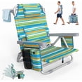 thumbnail image 1 of PNKKODW Backpack Beach Chair Reclining with 5 Adjustable Positions, Built-in Cooler & Backpack Straps - Portable Folding Beach Chairs for Adults, for Camping, Pool, Travel (Ocean Sunset), 1 of 10