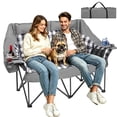 thumbnail image 1 of PNKKODW Oversized Padded Double Camping Chair Heavy Duty Folding Loveseat Supports Up to 800 lb 2 Person Outdoor Lawn Chair with Cooler Bags and Wine Glass Holders, 1 of 10