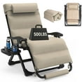 thumbnail image 1 of PNKKODW Oversized Zero Gravity Chair, XL Folding reclining lawn chairs w/Removable Cushion, Cup Holder, Khaki, 1 of 8