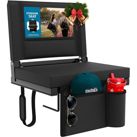 PNKKODW Stadium Seats with Back Support and Cushion, Portable Padded Bleacher Seat, Lightweight Folding Stadium Chair for Outdoor Sports