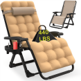 thumbnail image 1 of PNKKODW Zero Gravity Chair with Upgraded Alloy Steel Lock Removable Cushion Cup Holder, 440lbs Capcity Folding Patio Recline Lawn Chair for Indoor/Outdoor Use,Beige, 1 of 8