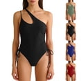 thumbnail image 1 of PNTUTB 2026 Summer Women's Swimwear Backless Bikini Bathing Suit Side Drawstrings Solid-Color Asymmetrical One-Shoulder One-Piece Swimsuit, 1 of 6