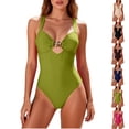 thumbnail image 1 of PNTUTB 2026 Women's Swimwear Solid-Color One-Piece Swimsuit with Star Accents Interconnected Cutout Straps Slimming and Body-Hugging Design, 1 of 6