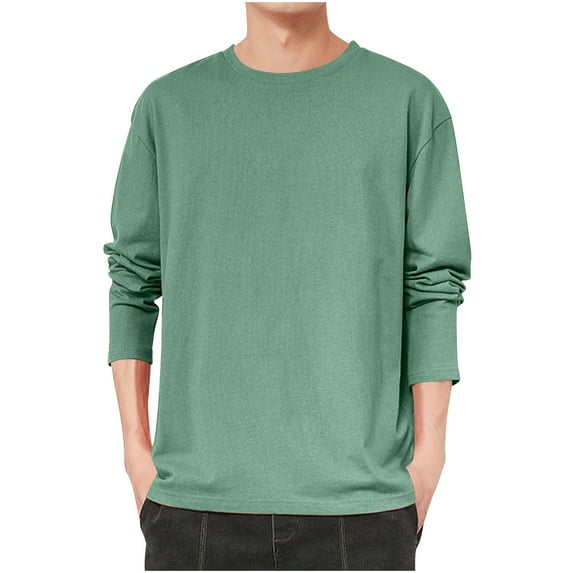 PNTUTB Autumn/Winter Men's Fashion Solid Color Crew Neck Long Sleeve Casual Versatile Top