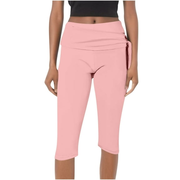 PNTUTB Basic Casual High Elasticity Shaping Yoga Pants Fashionable Solid Color High Waisted Capris