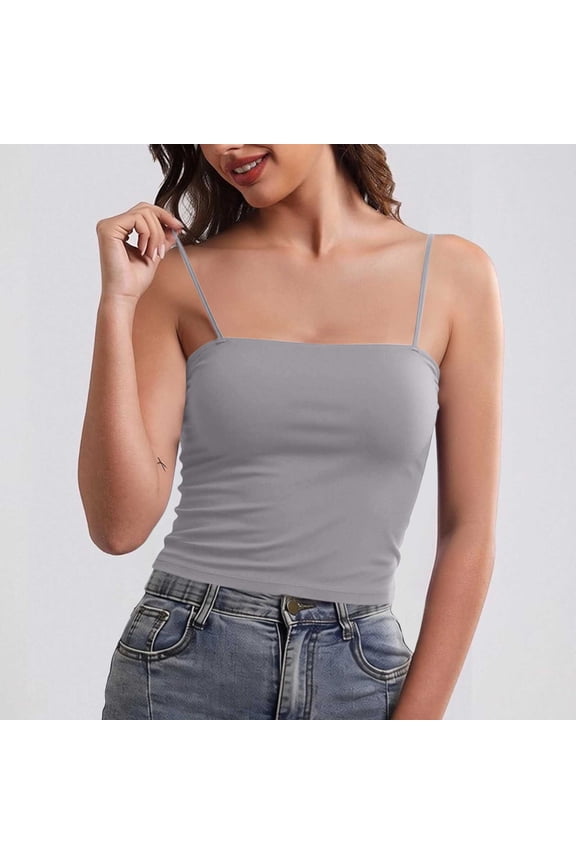 Camisoles for Women Stylish Solid-Color Seamless Tencel Tank Top Casual Slim Comfortable Wire-Free Sleeveless Top with Padded Cups