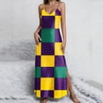 thumbnail image 1 of PNTUTB Carnival Women's Casual Fashion Printed V Neck Sleeveless Strapless Loose Comfort Split Hem Long Dress, 1 of 6