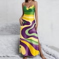 thumbnail image 1 of PNTUTB Carnival Women's Fashion Printed V Neck Sleeveless Strapless Loose Comfort Casual Split Hem Long Dress, 1 of 6