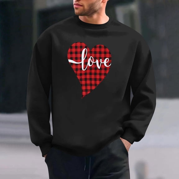PNTUTB Casual Crew Neck Pullover Fashion Valentine's Day Print Long Sleeves Loose Comfort Sweatshirts for Men