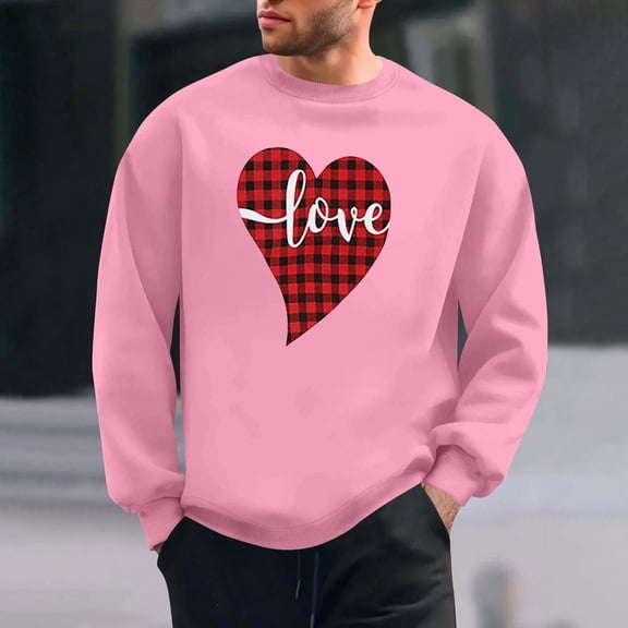 PNTUTB Casual Crew Neck Pullover Fashion Valentine's Day Print Long Sleeves Loose Comfort Sweatshirts for Men
