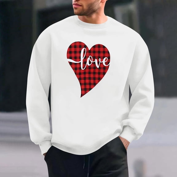 PNTUTB Casual Crew Neck Pullover Fashion Valentine's Day Print Long Sleeves Loose Comfort Sweatshirts for Men