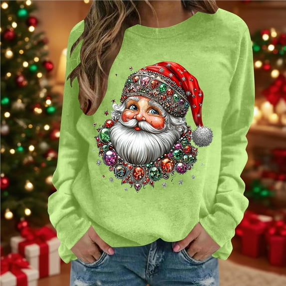 PNTUTB Christmas Women's Casual Crew Neck Print Sweatshirt Loose Soft Long Sleeve Pullover Tops