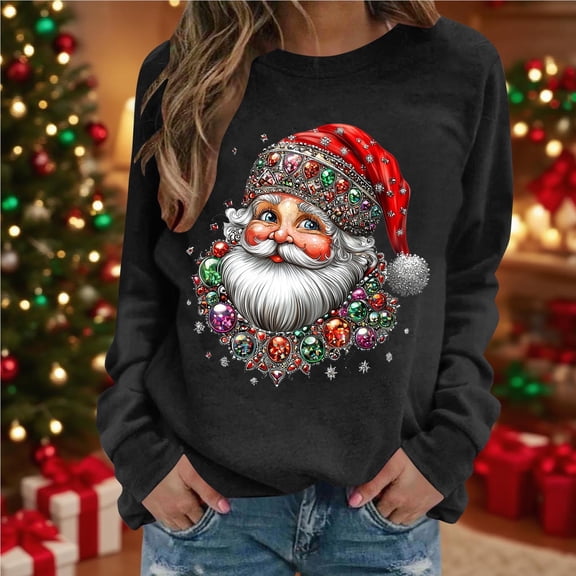 PNTUTB Christmas Women's Casual Crew Neck Print Sweatshirt Loose Soft Long Sleeve Pullover Tops