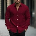 thumbnail image 1 of PNTUTB Dressy Shirts for Men Fashionable Solid Color Casual Long Sleeve Collared Button Down Comfortable Blouses, 1 of 6