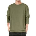 thumbnail image 1 of PNTUTB Fall/Winter Fashion Men's Solid Color Casual Comfortable Crew Neck Long Sleeve Basic Top, 1 of 5