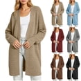 thumbnail image 1 of PNTUTB Fall Winter Women's Longline Knit Cardigan Solid Color Long Sleeve Coat Casual Loose Comfort Stretch Trendy Versatile Coat, 1 of 7