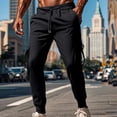 thumbnail image 1 of PNTUTB Fashion Men's Casual Solid Color Elastic Waist Drawstring Athletic Outdoor Work Pants with Multiple Pockets, 1 of 6