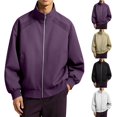 thumbnail image 1 of PNTUTB Fashion Men's Jacket Full Zip Stand Collar Long Sleeve Coat Solid Color Casual Comfort Daily Trendy Versatile Outwear with Pockets, 1 of 6