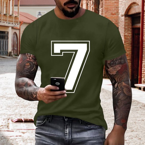 PNTUTB Fashion Men's Number 7 Print Classic Crew Neck Pullover Short Sleeve Casual Comfortable T-shirts