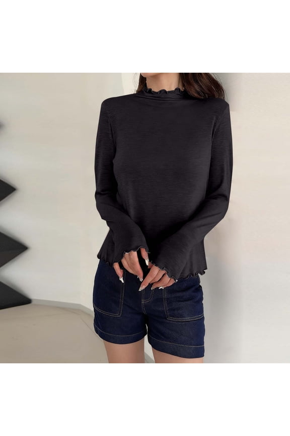 Fashion Women's Long Sleeve Half-high Neck Comfortable Solid Color Undershirt Fall Winter
