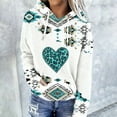 thumbnail image 1 of PNTUTB Fashion Women's Retro Print Long Sleeve Loose Hooded Drawstring Pullover Casual Sweatshirt with Pocket, 1 of 6