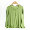 thumbnail image 1 of PNTUTB Fashion Women's V-Neck Long Sleeve Lightweight Loose Casual Base Layer Top, 1 of 6