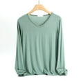 thumbnail image 1 of PNTUTB Fashion Women's V-Neck Long Sleeve Lightweight Loose Casual Base Layer Top, 1 of 6