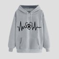 thumbnail image 1 of PNTUTB Fashion Women's Valentine's Day Graphic Long Sleeve Casual Loose Pullover Hooded Drawstring Sweatshirts with Pocket, 1 of 6