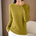 thumbnail image 1 of PNTUTB Fashion Women's Vertical Stripes Solid Color Versatile Crew Neck Long Sleeve Casual Comfort Tops, 1 of 6