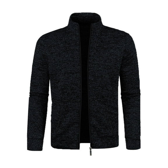 PNTUTB Fashionable Men's Solid Color Long Sleeve Stand-Up Collar Zipper Casual Jacket with Pocket