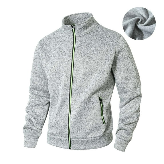 PNTUTB Fashionable Men's Solid Color Stand Collar Zipper Casual Sports Long Sleeve Jacket