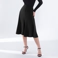 thumbnail image 1 of PNTUTB Fashionable Women's Solid Color High Waisted A-Line Fishtail Hem Pleated Patchwork Casual Skirt, 1 of 6