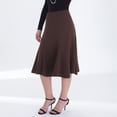 thumbnail image 1 of PNTUTB Fashionable Women's Solid Color High Waisted A-Line Fishtail Hem Pleated Patchwork Casual Skirt, 1 of 6