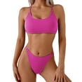 thumbnail image 1 of PNTUTB Fashionable Women's Two Piece Swimsuit Solid Color High Waisted Casual Bikini Set, 1 of 5