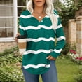 thumbnail image 1 of PNTUTB Fashionable Women's Wavy Stripes Long Sleeved Button Pocket V Neck Pullover Casual Top, 1 of 6
