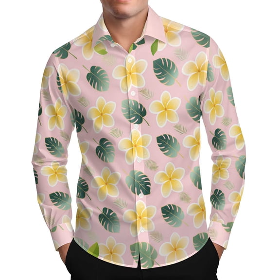 PNTUTB Hawaiian Fashion Men's Printed Vacation Casual Shirts Collared Long Sleeve Button Down Comfortable Blouses