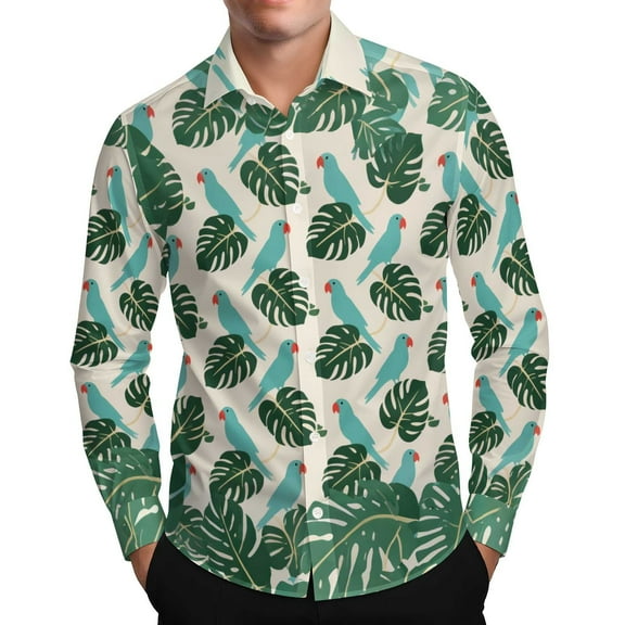 PNTUTB Hawaiian Men's Fashion Printed Vacation Blouses Casual Collared Long Sleeve Button Down Comfortable Shirts
