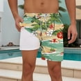 thumbnail image 1 of PNTUTB Hawaiian Men's Summer Fashion Printed Elastic Drawstring Double Layer Beach Shorts with Pockets, 1 of 6