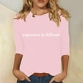 thumbnail image 1 of PNTUTB Ladies' Fashionable Casual Basic Tees Blouses Printed Pullover Round Neck 3/4 Sleeve Top, 1 of 6