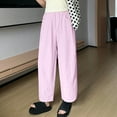 thumbnail image 1 of PNTUTB Ladies' Summer Thin Casual and Comfortable Ice Silk Side Pocket Wide Lazy Haren Pants Long Pants, 1 of 5